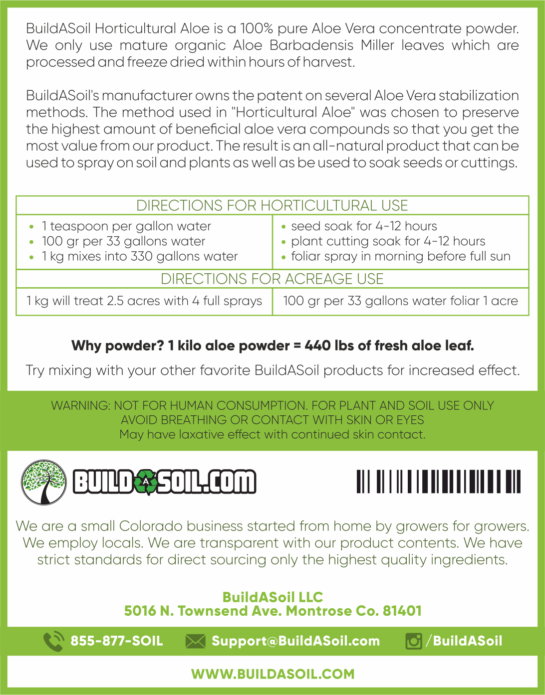 BuildASoil Horticultural Aloe - 1oz