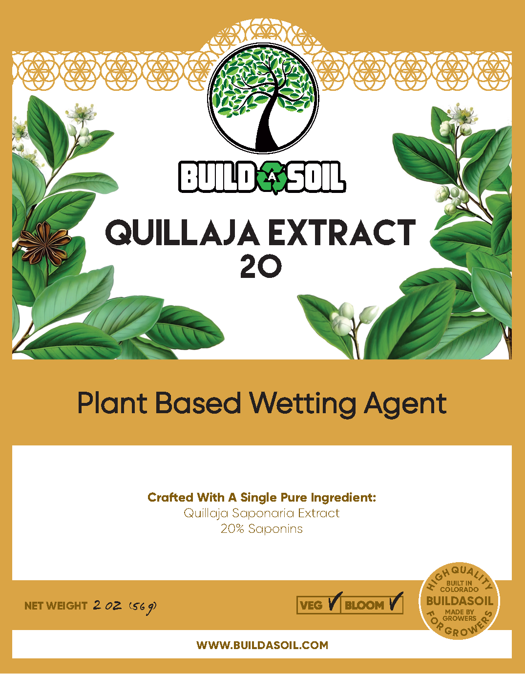 BuildASoil Jay Plantspeaker's Quillaja Saponaria Extract Powder 20