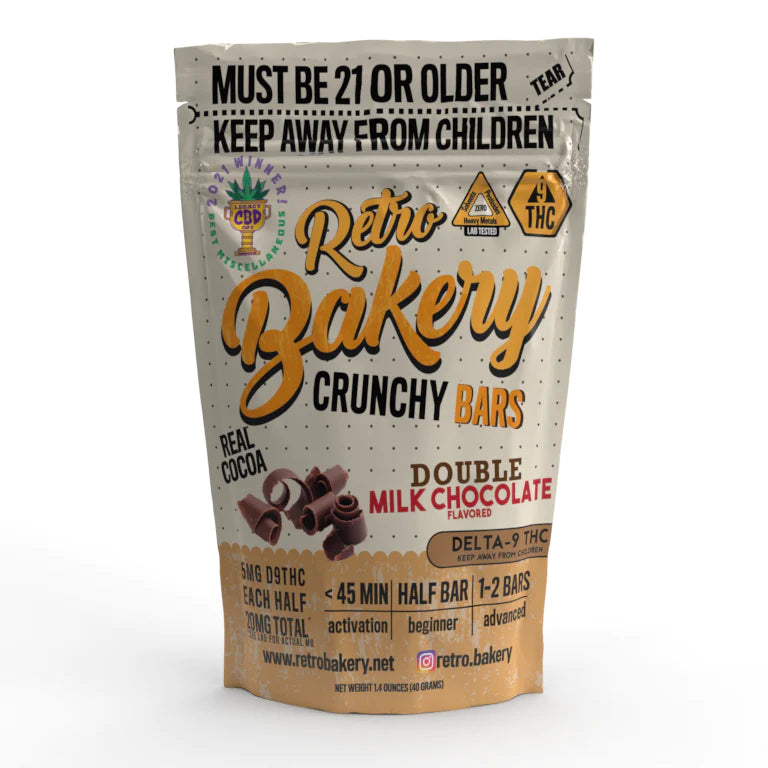 Retro Bakery- 20MG THC CRUNCHY BAR - CHOCOLATE - 2 PACK