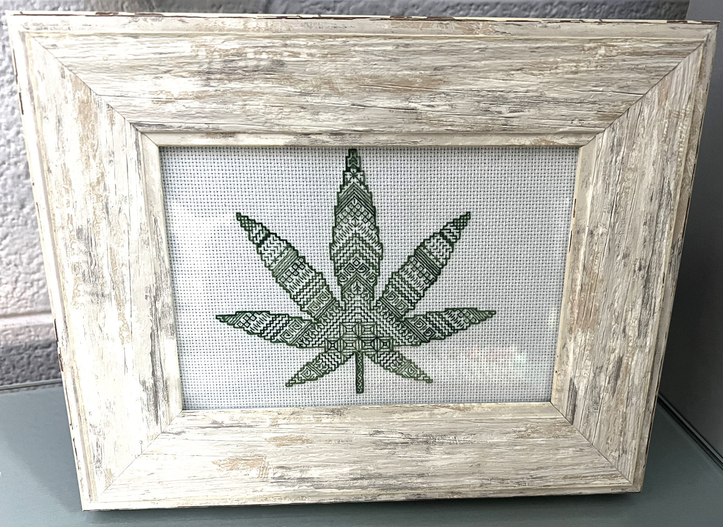 Blackwork Leaf Cross Stitch