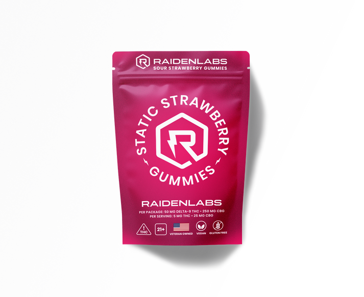 Raiden Labs Sour Strawberry Gummies - 5mg THC, 25mg CBG