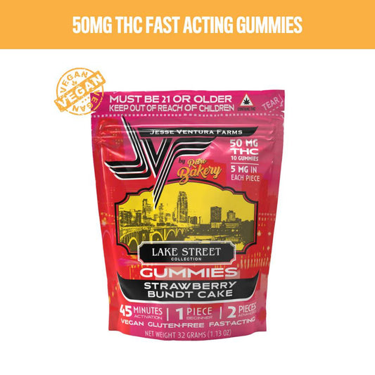 JVF by Retro Bakery Strawberry Bundt Cake Vegan Gummies 50 mg THC 4